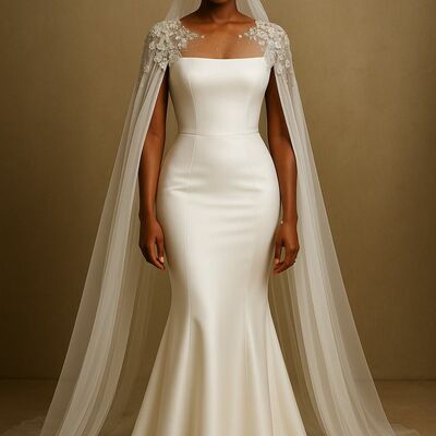 Elegant wedding dress, mermaid with shawl african girls bridal dress bridal gown