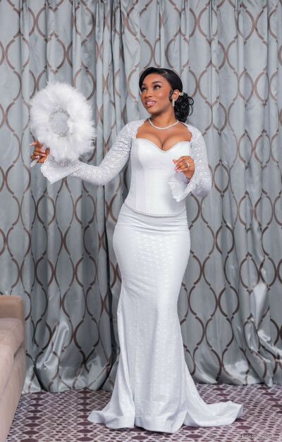 Elegant Wedding Dress, Mermaid Long Sleeve Lace African Girls Bridal Dress Bridal Gown