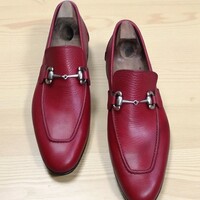 Crafted Leather Men Classic Maroon Leather Formal Moccasin Loafers Dress Shoes - Thumbnail 1