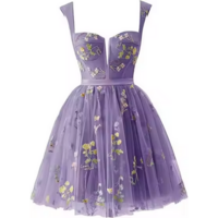 Floral Embroidery A-Line Cocktail Dress - Thumbnail 6
