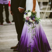 Beautiful Omber Chiffon Purple Beach Wedding Dresses Bridal Gowns - Thumbnail 1