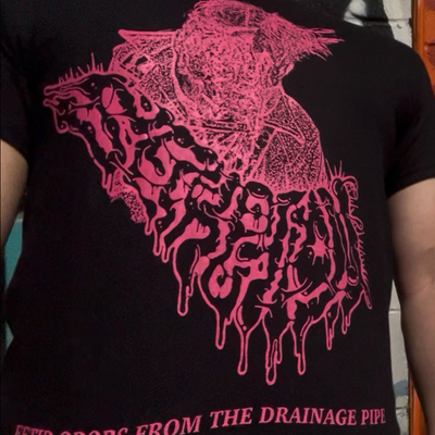 Secretion - "fetid odors from the drainage pipe" t-shirt (pink ink)