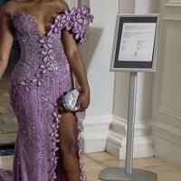 Plus Size Purple Sheath Beading Crystals Prom Dresses Evening Gowns Formal Party Gowns - Thumbnail 1