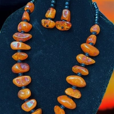 Tangerine dream necklace & earrings set 