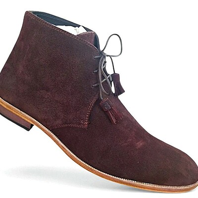 Crafted leather men classic maroon suede leather chukka boot