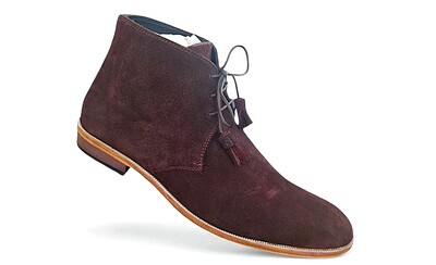 Crafted Leather Men Classic Maroon Suede Leather Chukka Boot