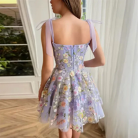 Purple Fairytale Embroidered Women’s Evening Dress - Thumbnail 1