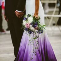 A Line V neck Ombre Formal Prom Dresses, Wedding Dresses - Thumbnail 1