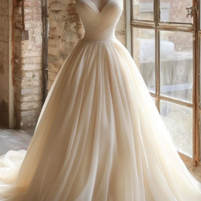 Princess a line sweetheart unique long wedding dress party dresses