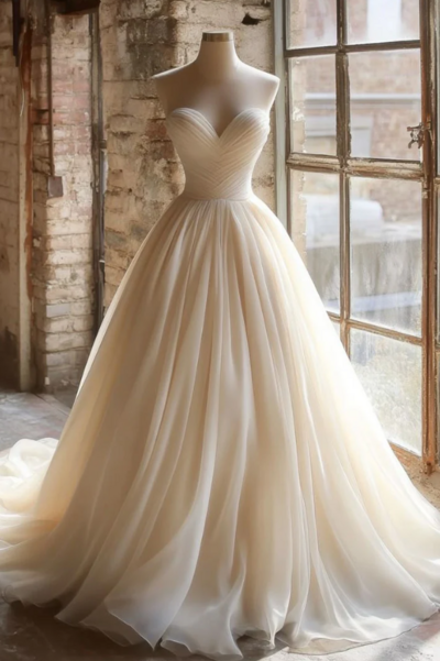 Princess A Line Sweetheart Unique Long Wedding Dress Party Dresses