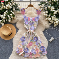 Luxury Chic 3D Floral Embroidered Bandage Party Dress - Thumbnail 4