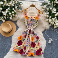 Luxury Chic 3D Floral Embroidered Bandage Party Dress - Thumbnail 6