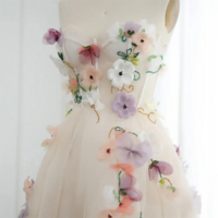 Classy A-Line V-Neck Dress with 3D Flower Embroidery - Thumbnail 2