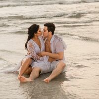 Sexy Deep V-neck Wedding Dress, Lace Side Split Wedding Gown Bridal Dress - Thumbnail 3