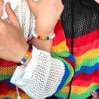 RAINBOW STRIPE KNIT ZIP HOODIE  - Thumbnail 1