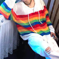 RAINBOW STRIPE KNIT ZIP HOODIE  - Thumbnail 2