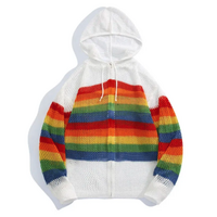 RAINBOW STRIPE KNIT ZIP HOODIE  - Thumbnail 3