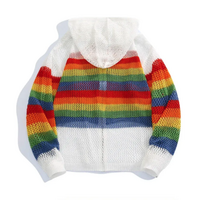 RAINBOW STRIPE KNIT ZIP HOODIE  - Thumbnail 4