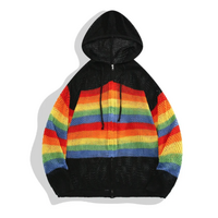 RAINBOW STRIPE KNIT ZIP HOODIE  - Thumbnail 5
