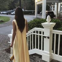 Simple A Line V Neckline Yellow Prom Dresses - Thumbnail 1
