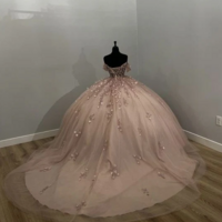Unique Light Pink Ball Gown Sleeveless Prom Dresses - Thumbnail 1