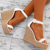 Fashion Super High Heel Platform Buckle Ladies Plus Size Sandals 2 colors - Thumbnail 3