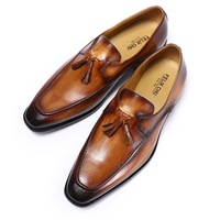 Tassel loafers men's genuine leather business wedding party shoes 3 colors - Thumbnail 2