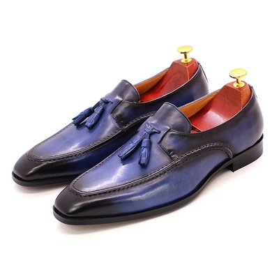 Tassel loafers men's genuine leather business wedding party shoes 3 colors - Thumbnail 5