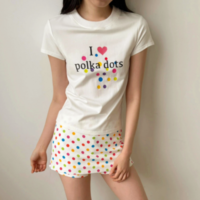 I love polka dots heart printed tee