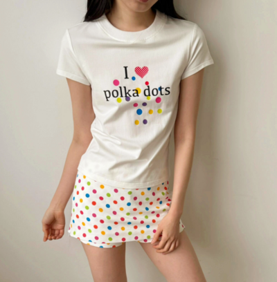 I Love polka dots Heart Printed Tee
