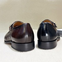 Men's crocodile-embossed cowhide leather buckle business shoes 2 colors - Thumbnail 3