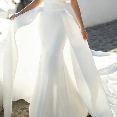 Sexy wedding dress, mermaid off the shoulder satin bridal dress bridal gown