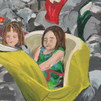 "Flying Elephants" Carnival ride painting by N.E.Thompson, Framed original artwork, size 8x10 inch canvas panel - Thumbnail 2