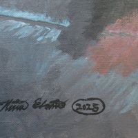 "Bumper Cars" Carnival ride painting by N.E.Thompson, Framed original artwork, size 18x24 inch canvas panel - Thumbnail 7