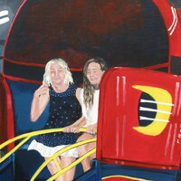 "Tilt A Whirl" Carnival ride painting by N.E.Thompson, Framed original artwork, size 18x24 inch canvas panel - Thumbnail 2