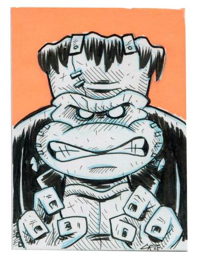 Mikey as Frankenstein Sketch Card