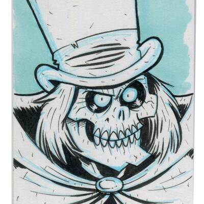 Hat box ghost sketch card