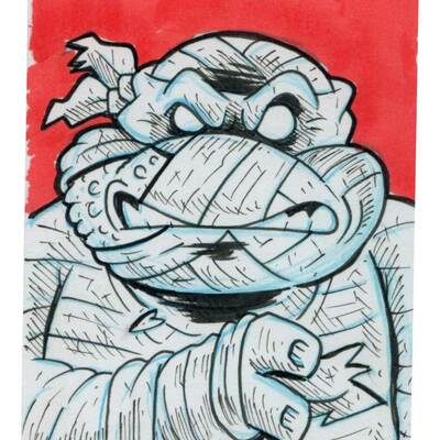 Raph as the mummy sketch card