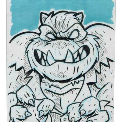 Leo as wolfman sketch card