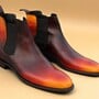 Crafted Leather Men Classic Brown Tan Patina Leather Chelsea Boot -1