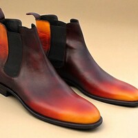 Crafted Leather Men Classic Brown Tan Patina Leather Chelsea Boot  - Thumbnail 2