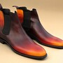 Crafted Leather Men Classic Brown Tan Patina Leather Chelsea Boot -2