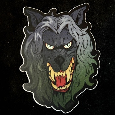 Peachfuzz the friendly wolf sticker