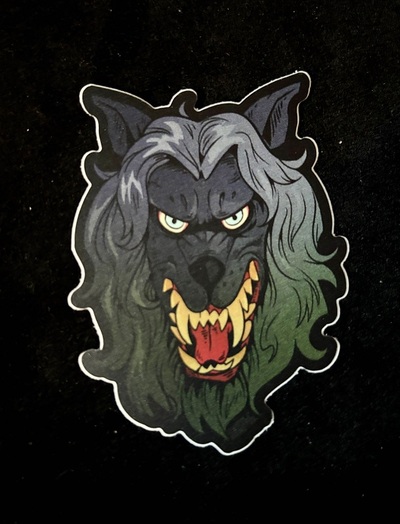 Peachfuzz the Friendly Wolf sticker
