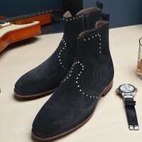Crafted Leather Men Classic Black Suede Leather Jodhpur Boot - Thumbnail 4