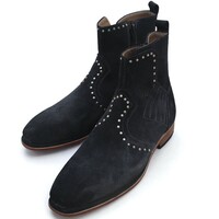 Crafted Leather Men Classic Black Suede Leather Jodhpur Boot - Thumbnail 1