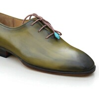 Crafted Leather Classic Green Patina Leather Oxford Formal Lace up Dress Shoes - Thumbnail 2