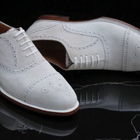 Crafted Leather Classic Genuine Suede Leather Oxford Dress Shoes - Thumbnail 3