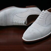 Crafted Leather Classic Genuine Suede Leather Oxford Dress Shoes - Thumbnail 2