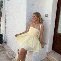 Strapless Yellow Short Prom Dresses - Thumbnail 1